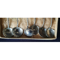 Doosje met 6 zilveren (800) theelepels uitgegeven door de KLM